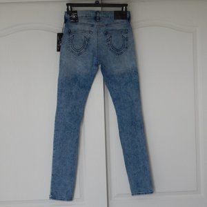 NWT True Religion ROCCO RENEGADE Relaxed Skinny LIGHT SUN BLAZE RIPPED Jeans
